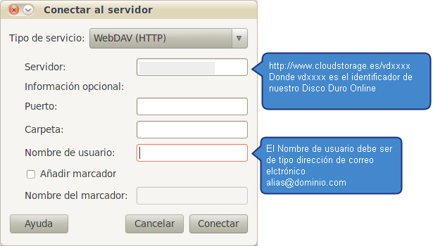 Conectarse a WebDAV desde ubuntu