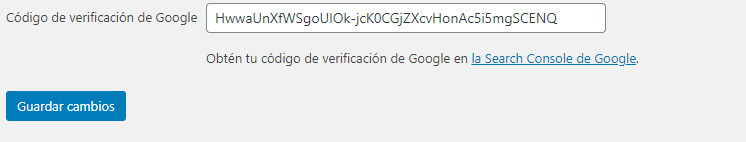 código de verificación de google