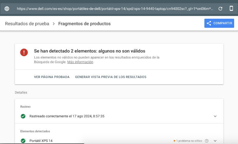 Herramienta de prueba de datos estructurados de Google