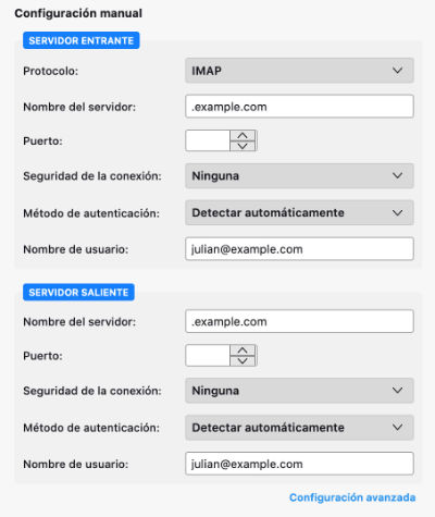 configuracion manual thunderbird