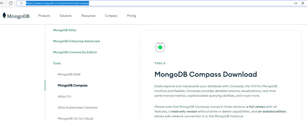 Descargar MongoDB Compass